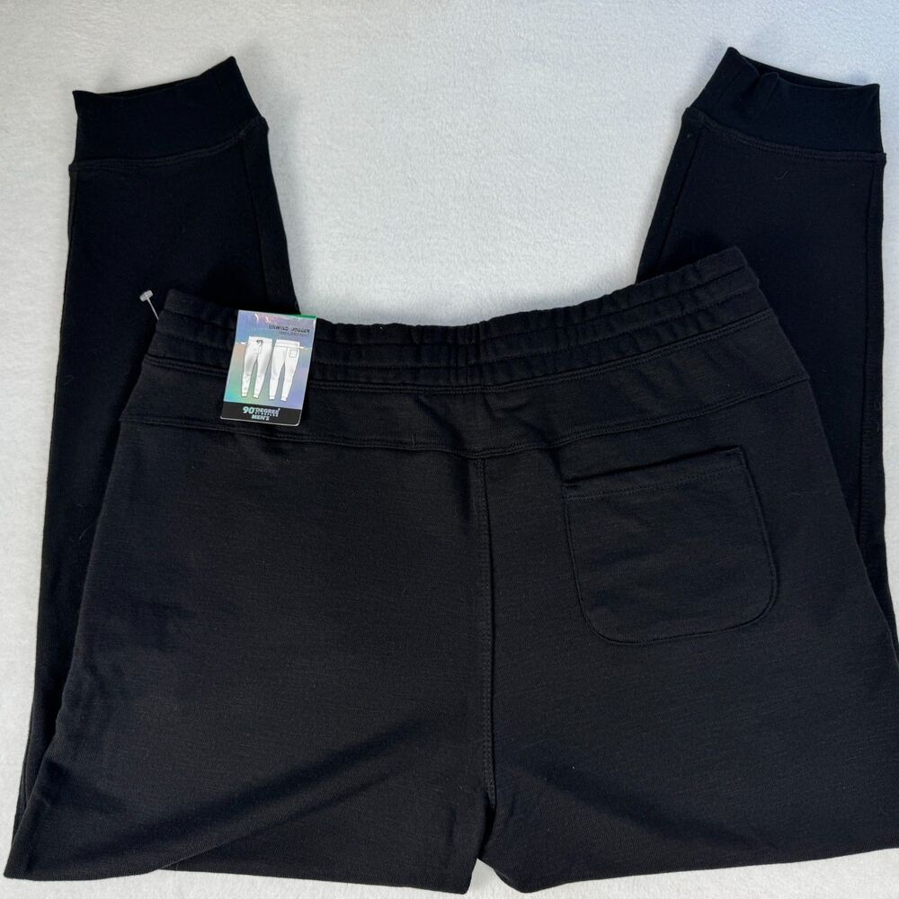 90 DEGREE By Reflex Men Unwind Jogger Pants Size Large Black Drawstring NWT